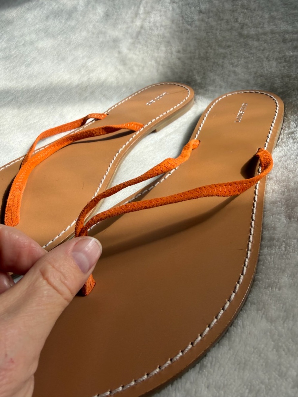 Lands' End Women's Orange Suede Strap Sandals